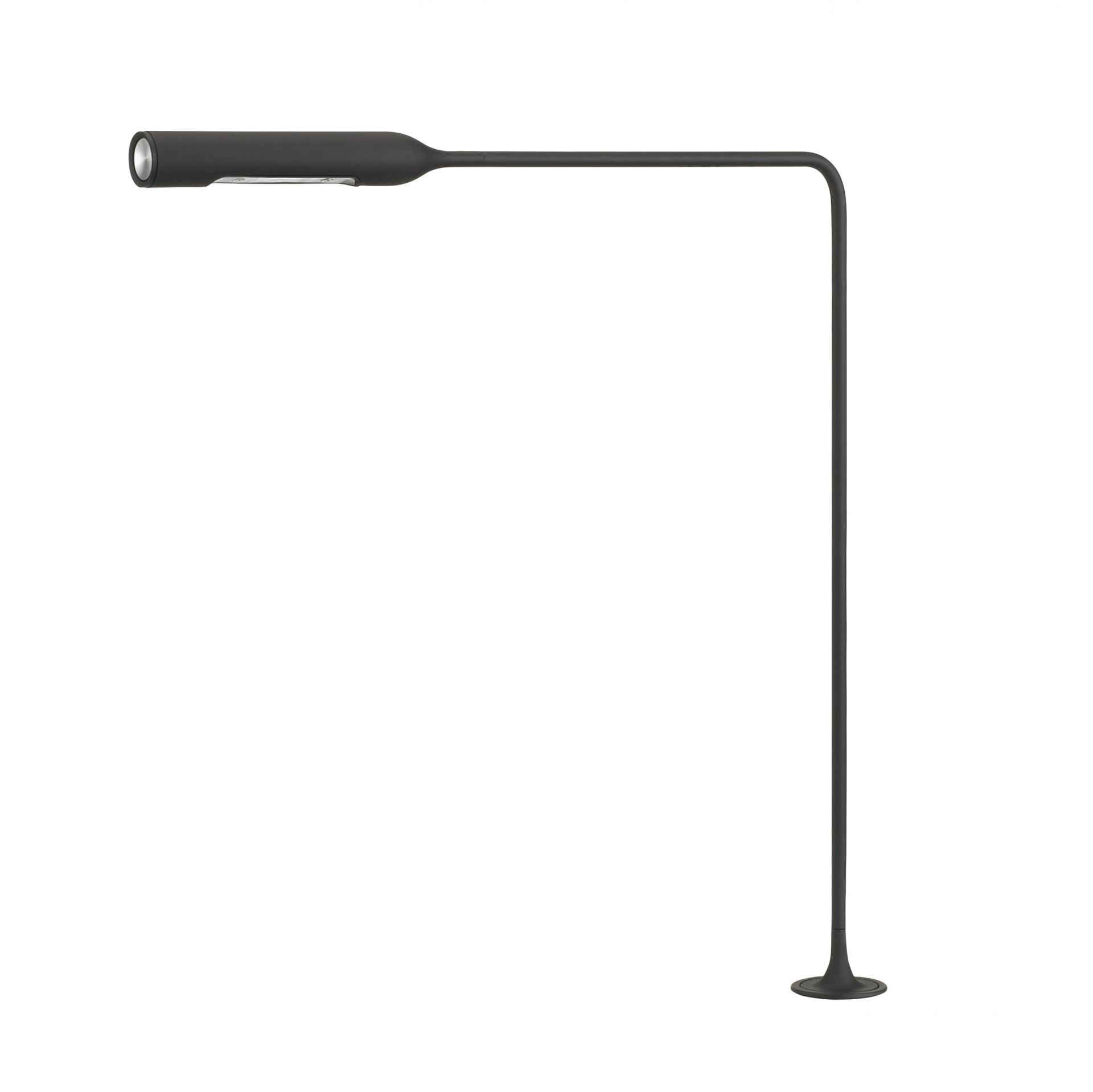 Schwarze Flo Stehleuchte mit LED-Technologie, modernes Design für Wohnzimmer und Büro.